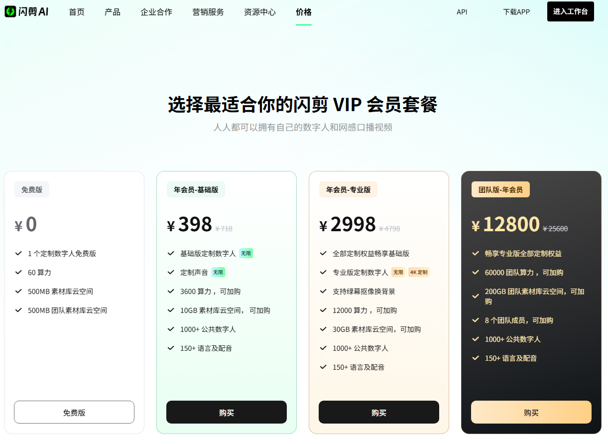 闪剪数字人价格